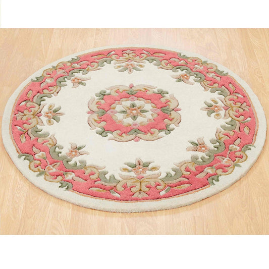 Royal Cream Rose Circle Round Rug - Love-Rugs alternate image