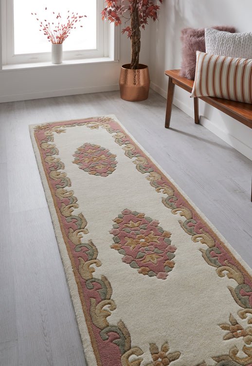 Royal Cream Rose Runner Rug - Love-Rugs