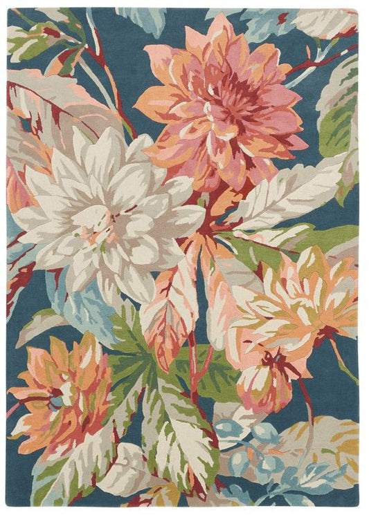 Sanderson Dahlia & Rosehip 50608 Teal Rug - Love-Rugs