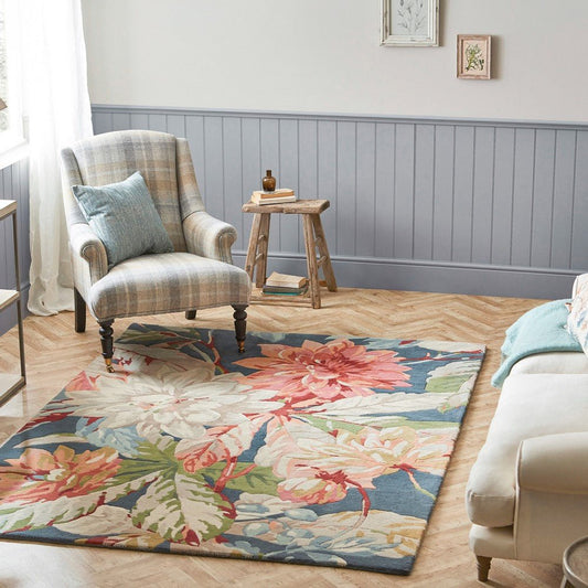 Sanderson Dahlia & Rosehip 50608 Teal Rug - Love-Rugs alternate image