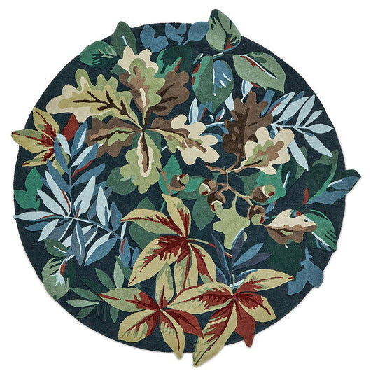 Sanderson Robins Wood Forest Green 164508 Round Rug - Love-Rugs