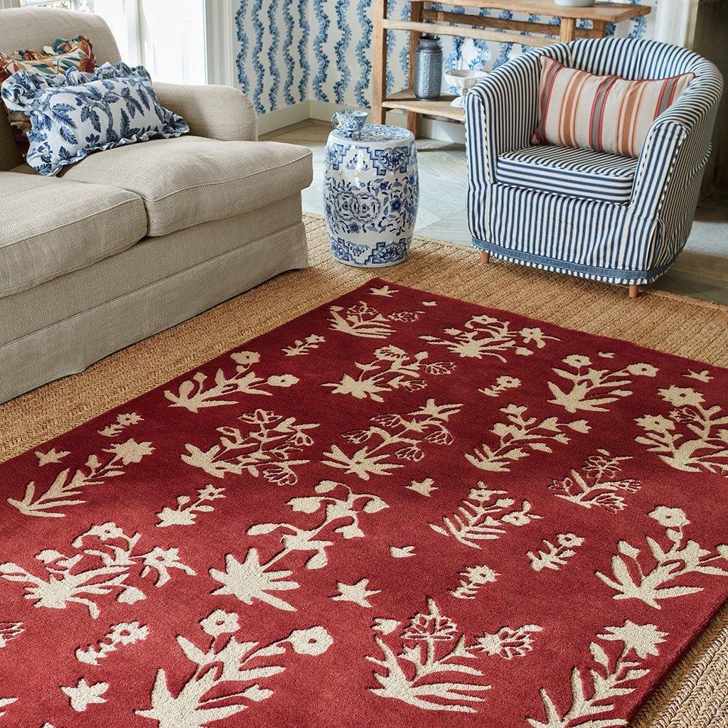 Sanderson Woodland Glade Damson Red 146800 Rug - Love-Rugs