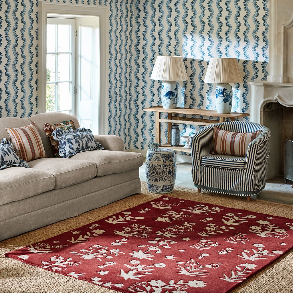 Sanderson Woodland Glade Damson Red 146800 Rug - Love-Rugs