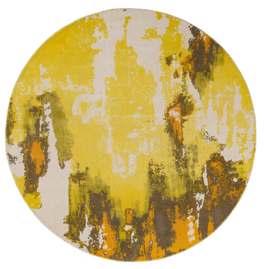 Saturn Yellow Circle Round Rug - Love-Rugs