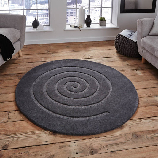 Spiral Grey Round Rug - Love-Rugs alternate image