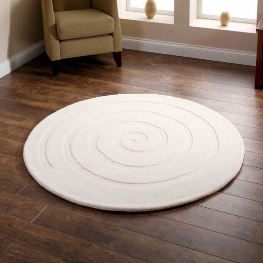 Spiral Ivory Round Rug - Love-Rugs