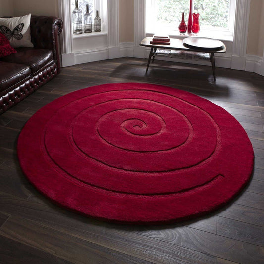 Spiral Red Round Rug - Love-Rugs
