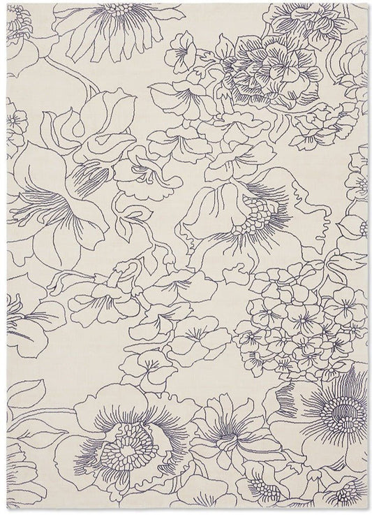 Ted Baker Linear Floral Blue 162508 - Love-Rugs