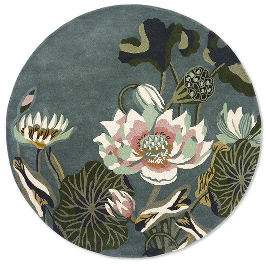 Wedgwood Waterlily Midnight Pond 38608 Circle Rug - Love-Rugs