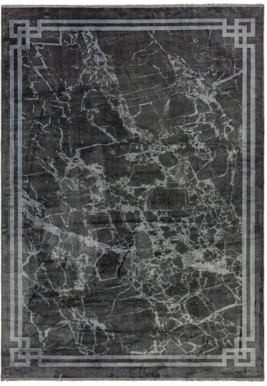 Zehraya ZE03 Grey Border Rug - Love-Rugs